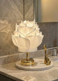Opviq Lámpara de mesa Eva Blanco y Dorado Brillante
